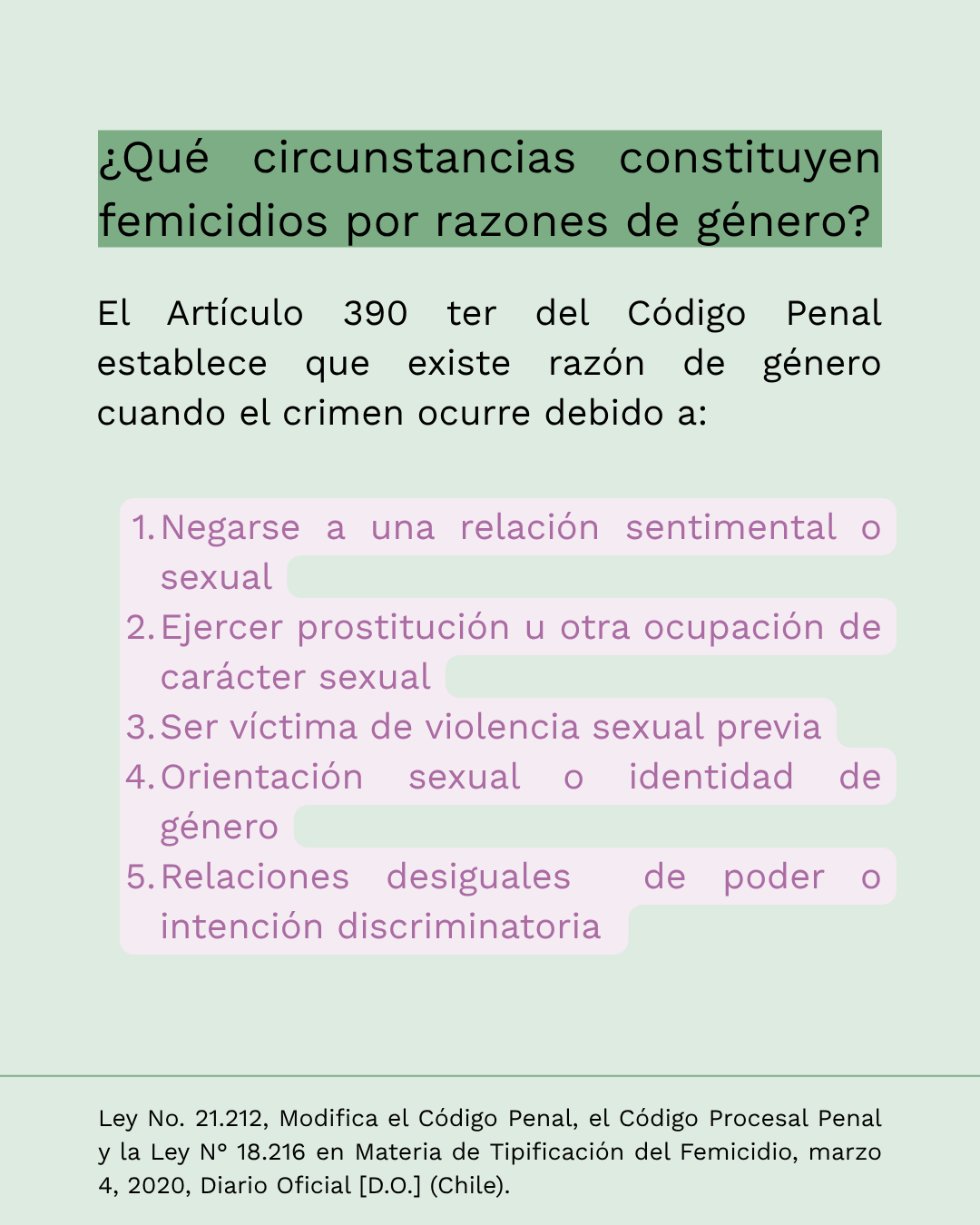 Circunstancias que constituyen femicidio por razones de género